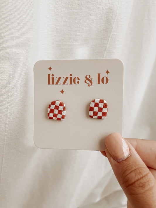 Arch Orange Checkered Studs