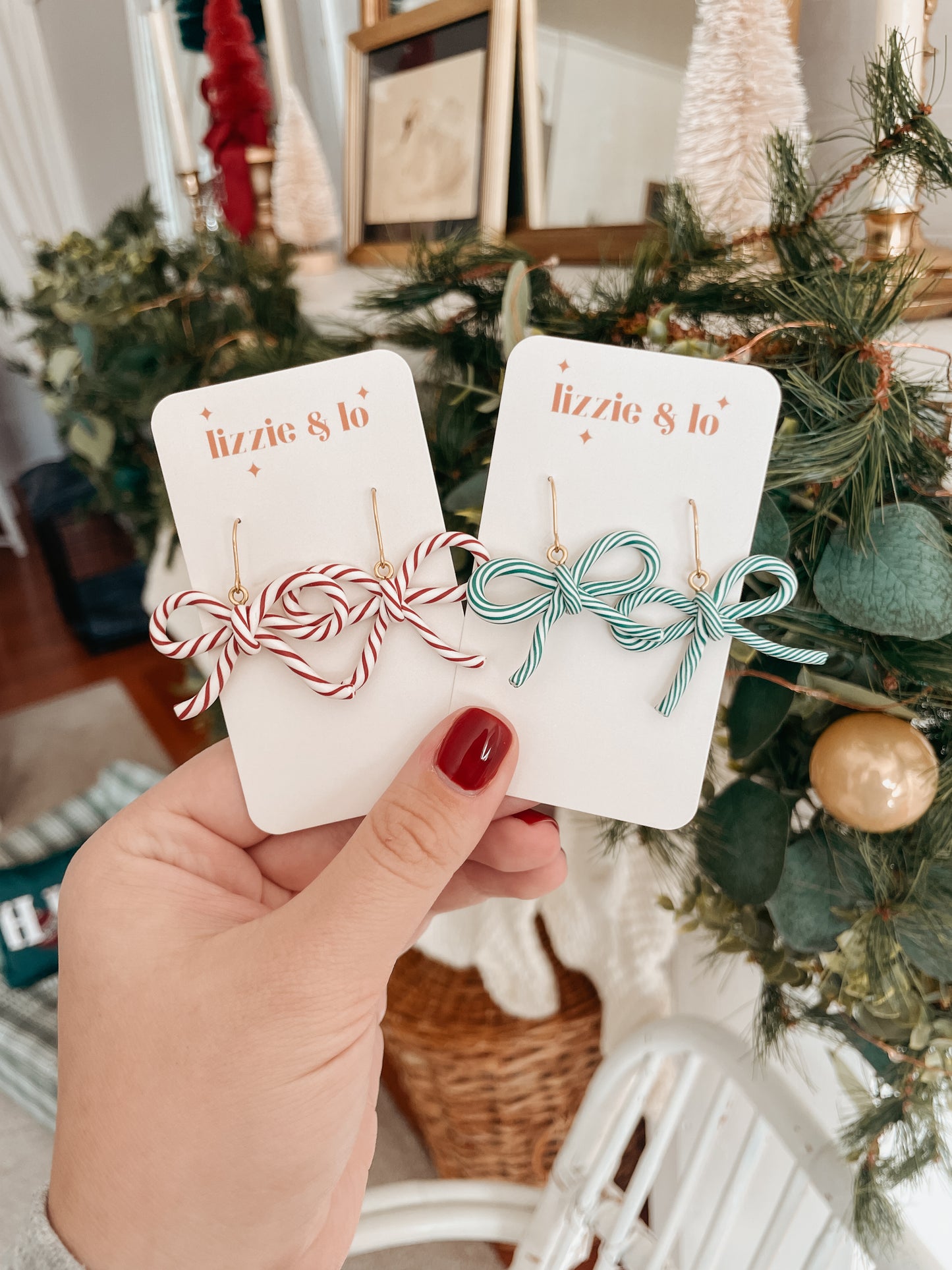 Candy Cane Bow Dangles