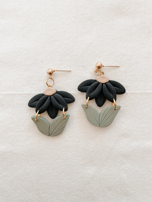 Black Daisy Dangles