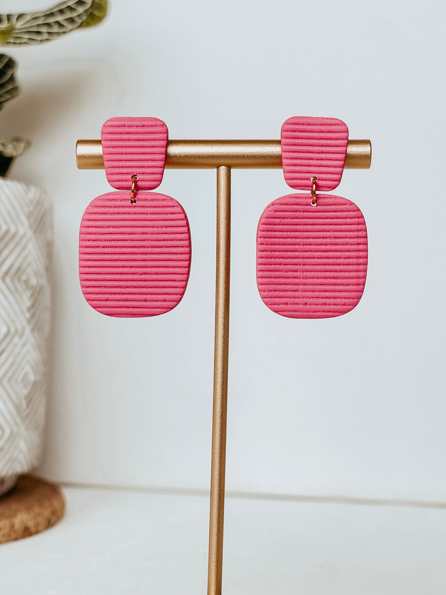 Hot Pink Ribbed Dangles